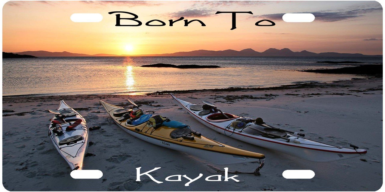 Born to Kayak Custom License Plate Novelty Tag from Redeye Laserworks