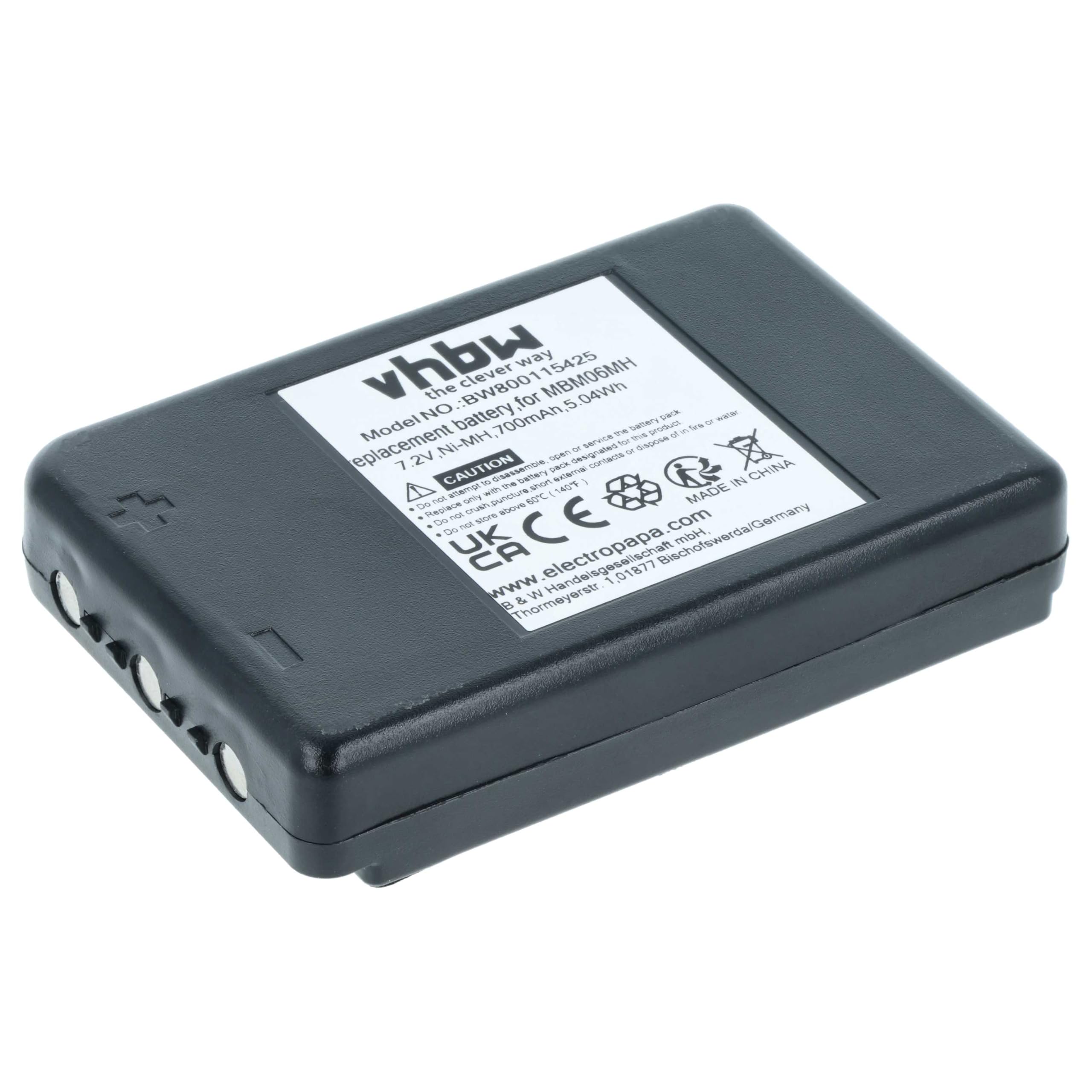 Autec MBM06MH 700mAh 7,2V NiMH batteria sostituisce radiocomando industriale vhbw