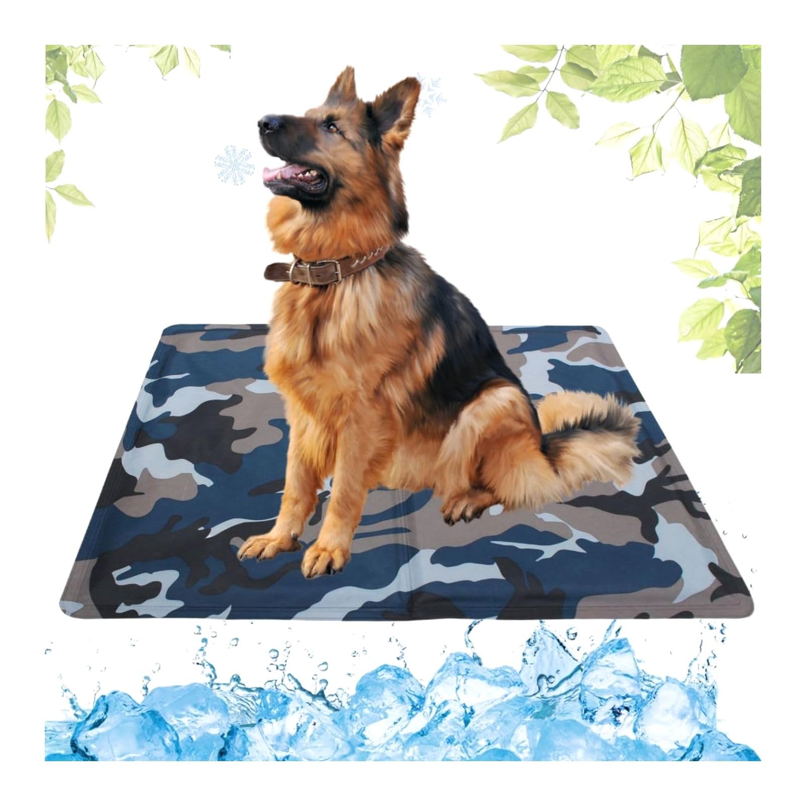 Generisch Cuscino refrigerante lavabile per animali domestici, tappetino refrigerante per cani con gel atossico, resistente ai graffi, ideale per l'estate calda (mimetico, 80 x 120 cm)