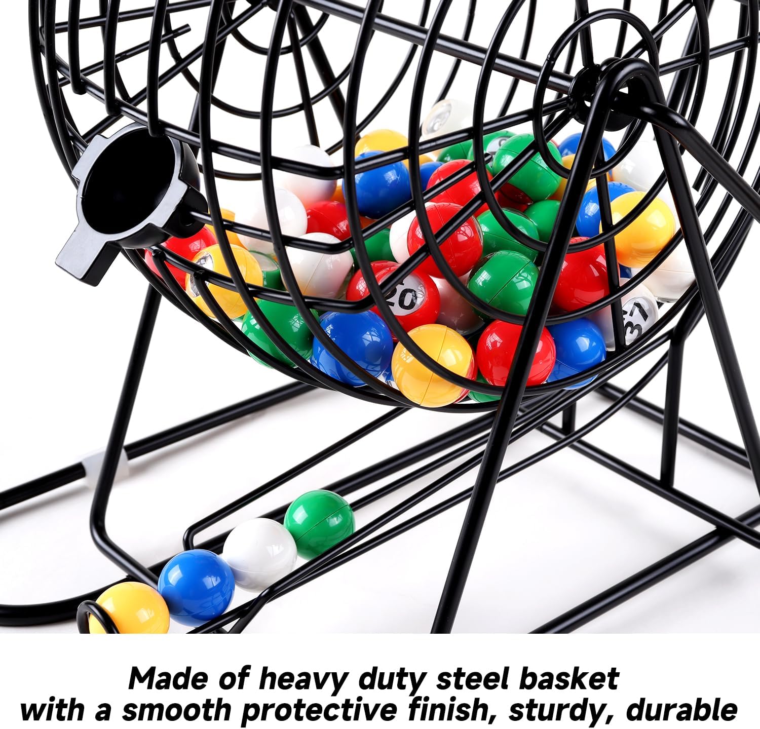 GSE Games & Sports Expert Deluxe Bingo Game Set with Large Steel Cage, Master Board,75 Colored Balls,500 Chips, 50 Bingo Cards for Large Groups, Parties, Game Night