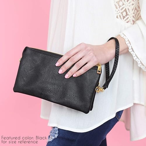 Miniatura 2 de RIAH FASHION Cartera convertible de cuero vegano para bolso de mano Bolso pequeño para teléfonoranuras para tarjetas y muñeca desmontablebandolera