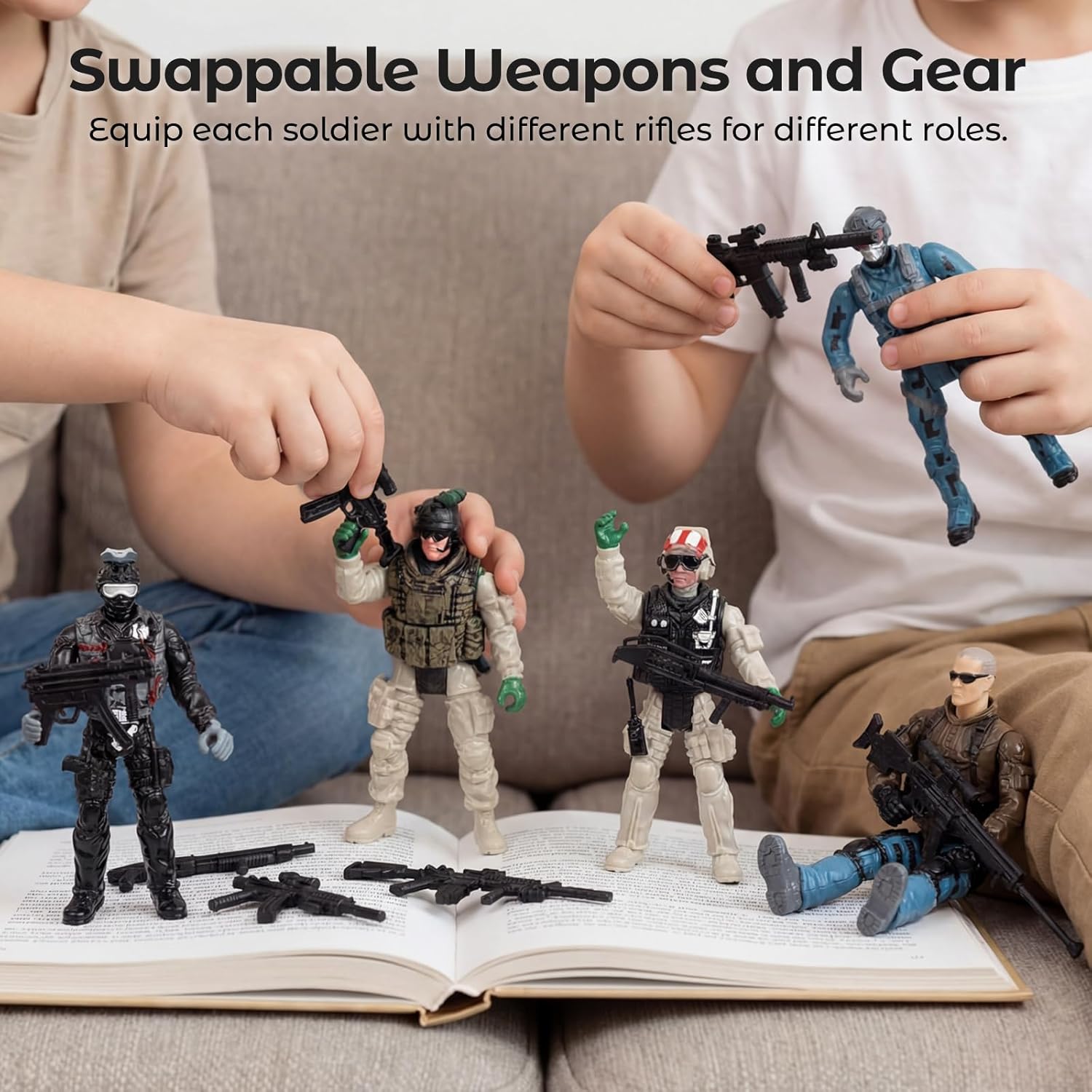 3 otters 12PCS Army Men Toy Soldiers Action Figures, with Military Weapons Accessories Army Dogs, Stocking Stuffers for Kids, Birthday Gifts