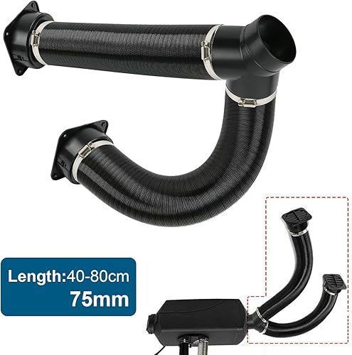 Miniatura 3 de Calentador diesel de 2.953 in Generador de tubería de conducto Tubo de conducto Y Rama Manguera de salida de aire caliente Manguera de salida de