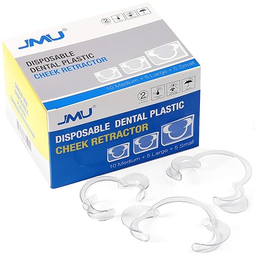 Miniatura 8 de JMU 20 piezas de retrator dental de mejillas para blanquear los dientes (32.8ft 5 l 5 s), empaquetadas individualmente, lavables en autoclavables