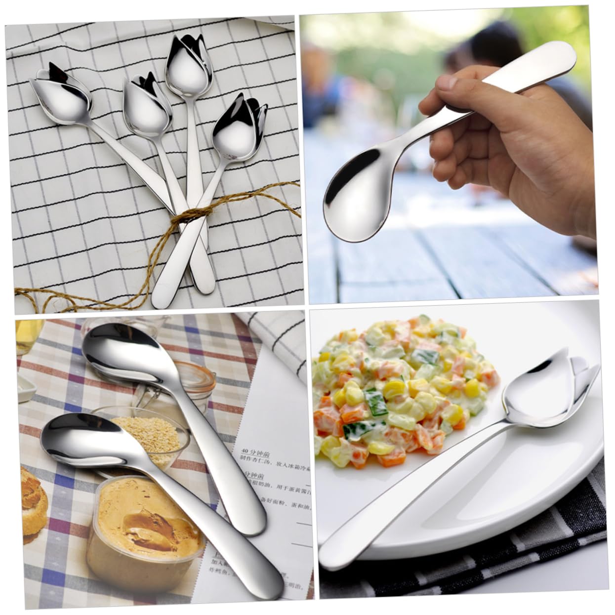 FOMIYES Self-Feeding Spoon Set for Elderly Care: Metal Spoon Angled Tip Easy to Hold for Meals