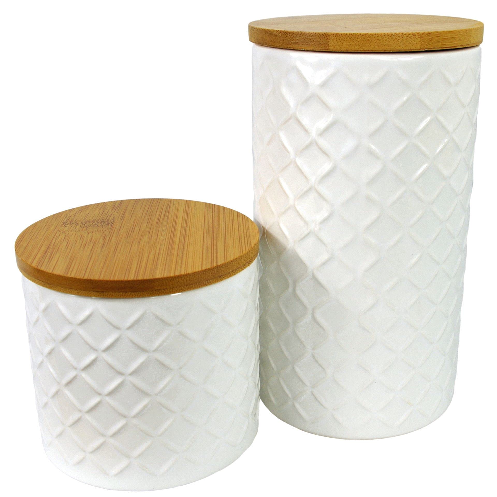 Leaf Light Cream Uk Storage Jars Kitchen Canisters Ceramic With Lids, 18Cm