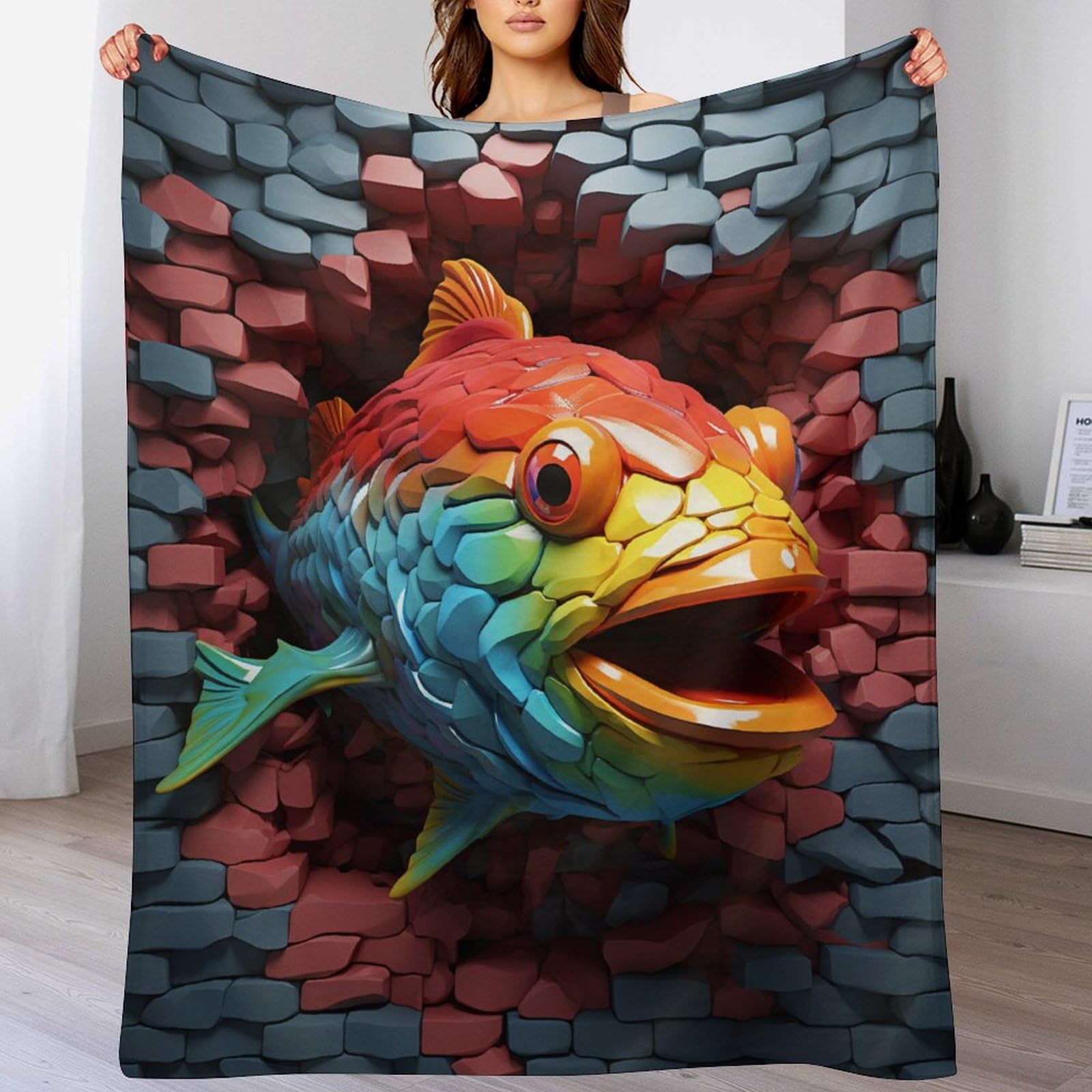 Couverture poisson chaude pour eviter le froid sur lit et canape