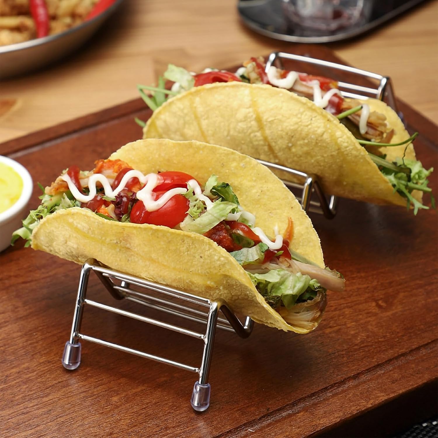 Stainless Steel Taco Stand Xmas for Home Family Gatherings Silver
