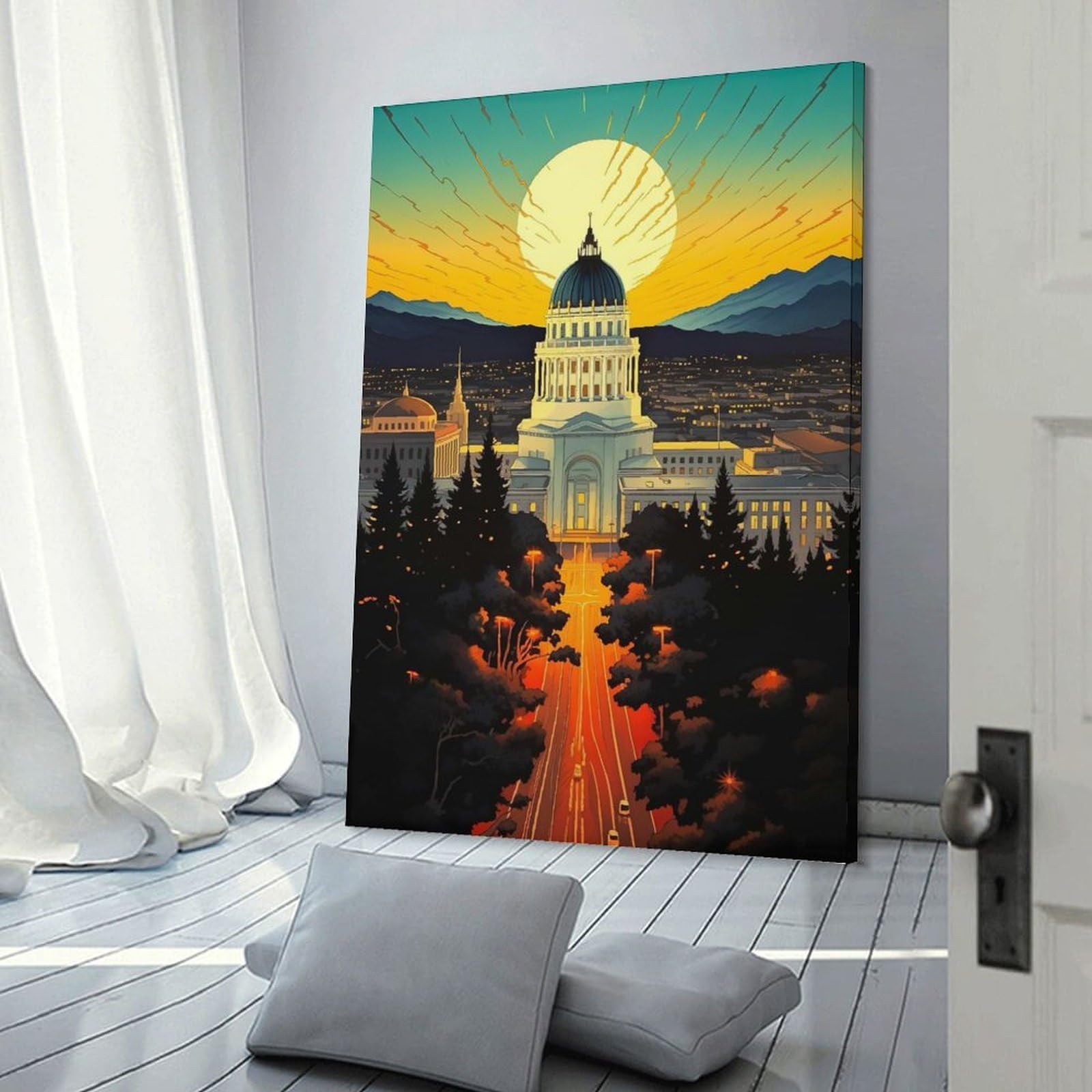 Junmoney California State Building Wall Art Print, 24x36inch(60x90cm), for Workspace Walls, Study Corners Or Bedrooms, A Smart Decor Choice for Study Walls