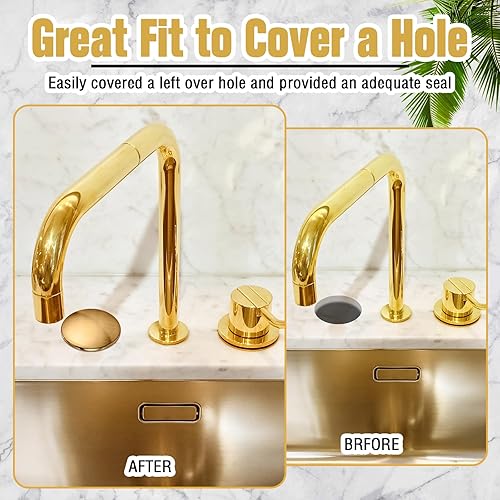 Vista 12 de LEIFIDE 2 piezas de 2 pulgadas para fregadero de cocina de 2 pulgadas, cubierta de orificio de grifo de acero inoxidable para fregadero de cocina