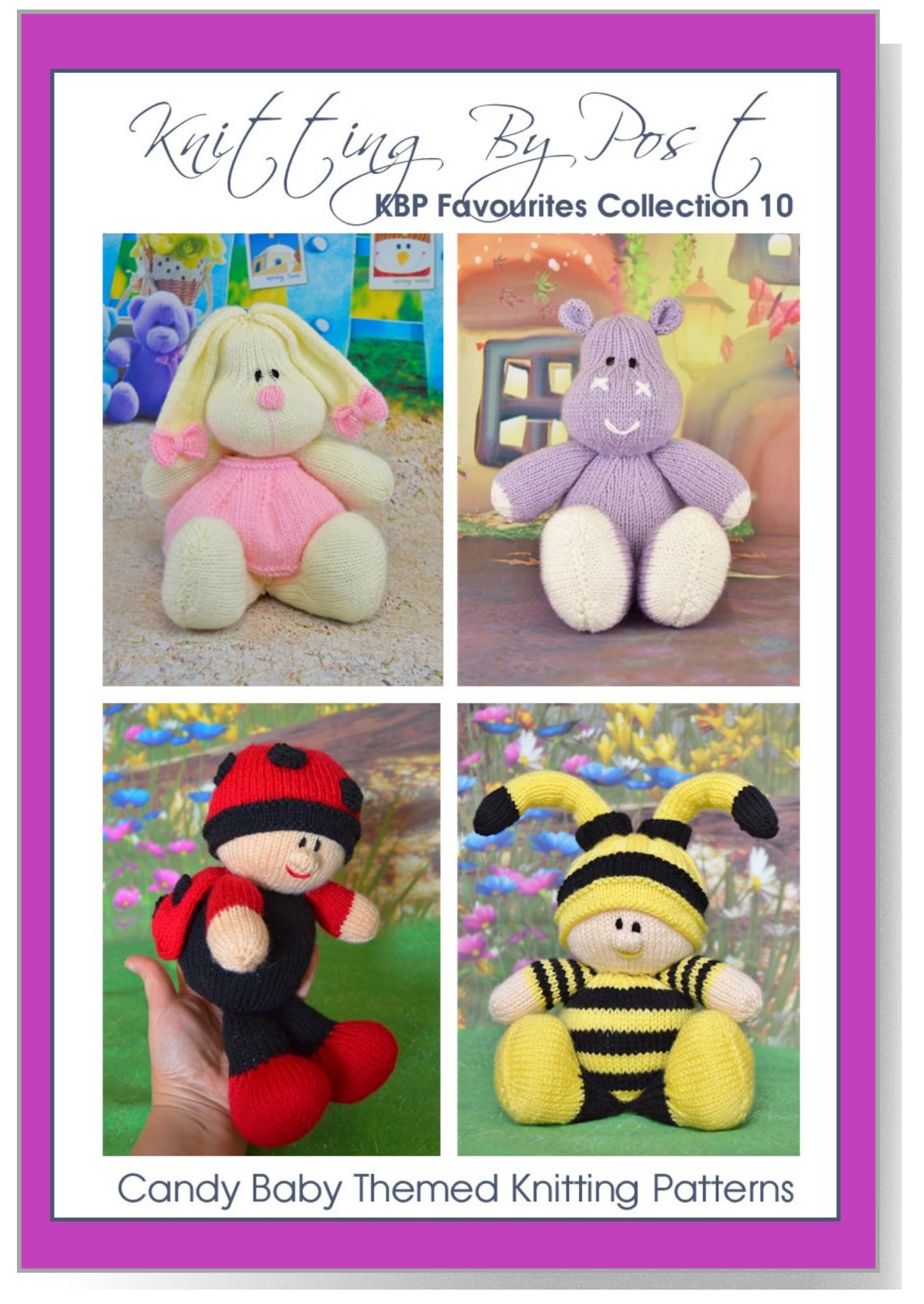 Knitting By Post Assorted Knitting Pattern Collection Of 4 Patterns Candy Booklet Of Favourites No.10 Toy Knitting Patterns. Hippo, Bunny, Bumble Bee And Ladybird.