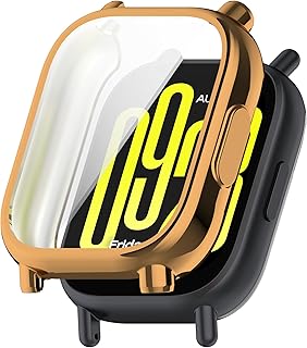 for Redmi Watch5 Lite ケース スマートウォッチ 全面保護 TPU メッキ 脱着簡単 タッチ感度いい 耐衝撃性 落下防止 Redmi Watch 5 Lite 保護カバー (ローズゴールド+クリア)