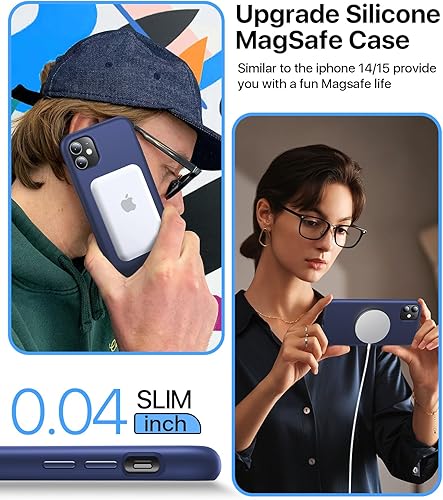 Miniatura 2 de Funda para iPhone 11, compatible con MagSafe, silicona líquida, tacto agradable a la piel, forro de microfibra suave, protección militar de 12 pies,