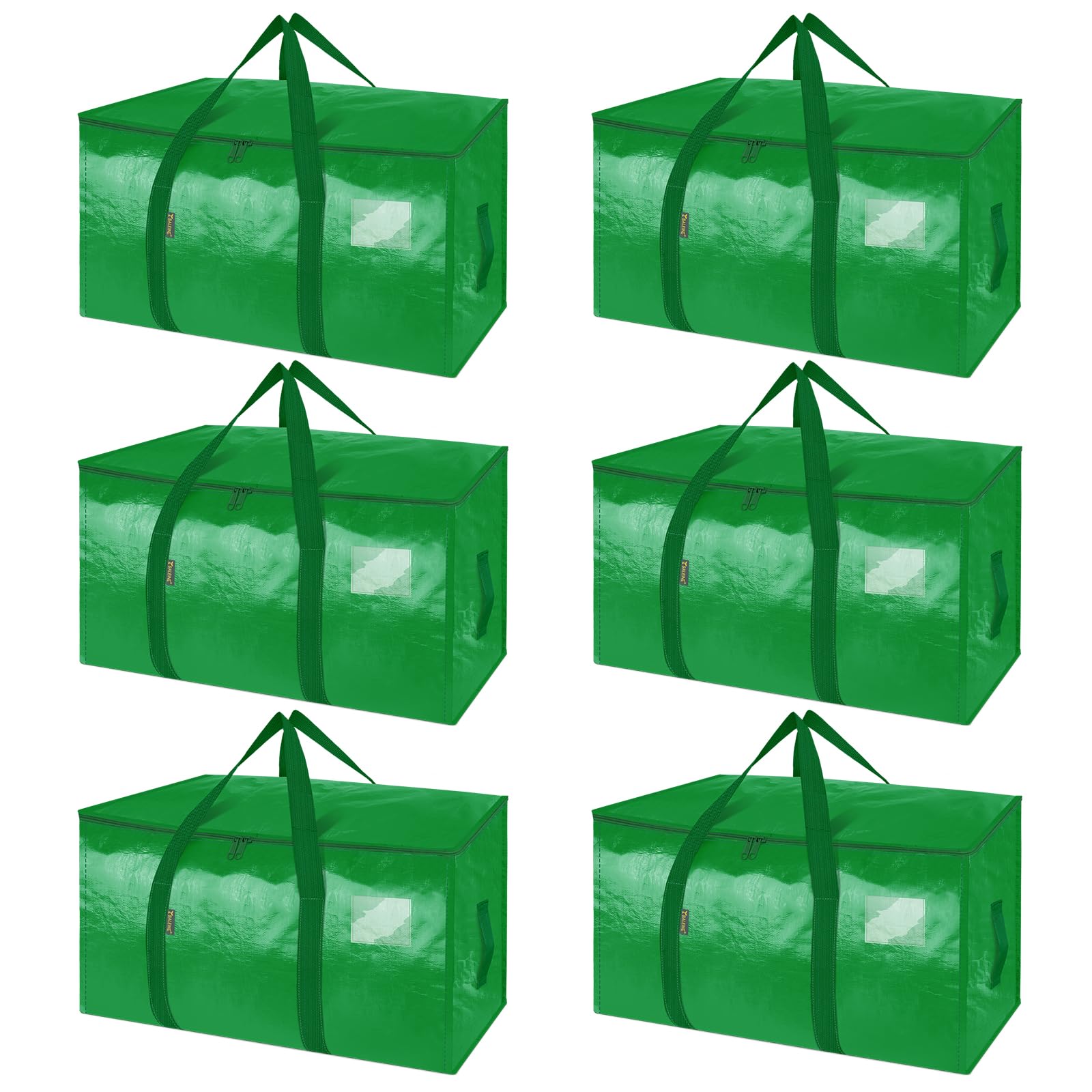 BALEINE 6-Pack Oversized Moving Bags with Reinforced Handles, Heavy-Duty Storage Tote for Clothes, Moving Supplies (Light Green, 6-Pack)