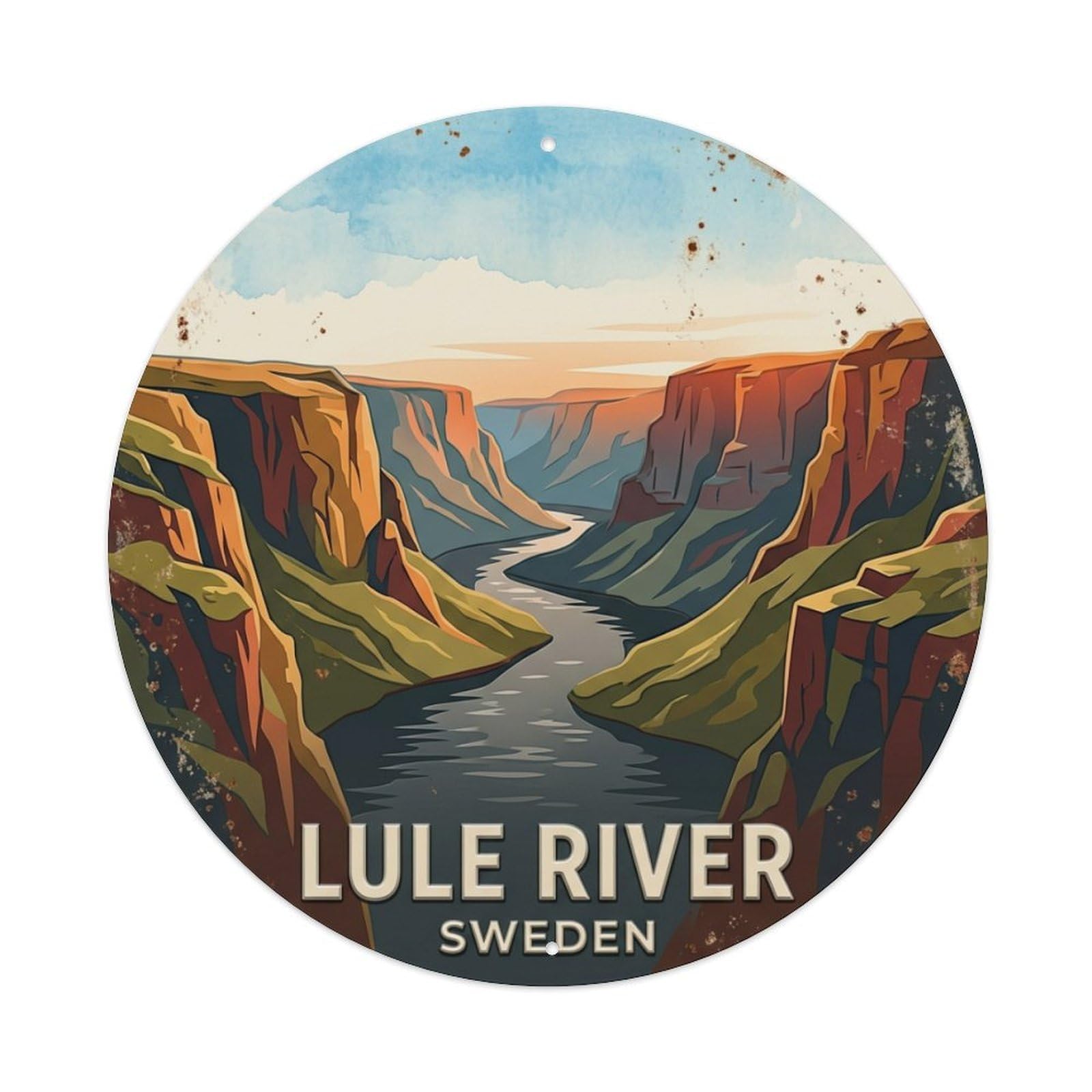 Vintage Travel Lule Sweden Canyon Metal Tin Sign