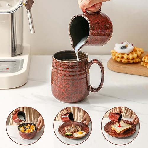 Miniatura 21 de Hasense Juego de azúcar y crema de porcelana, azucarero de 11 onzas con tapa y cuchara, jarra de crema de 10 onzas, juegos de café de granja