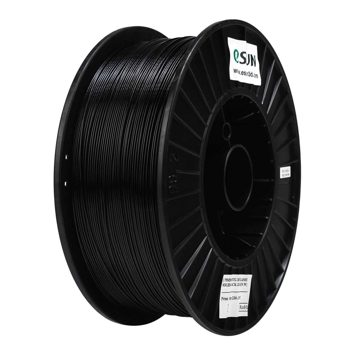 eSUN Filamento PETG 1,75 mm, filamento per stampante 3D PETG, precisione di misurazione +/- 0,03 mm, bobina da 2,5KG di filamento per stampanti 3D, Nero solido