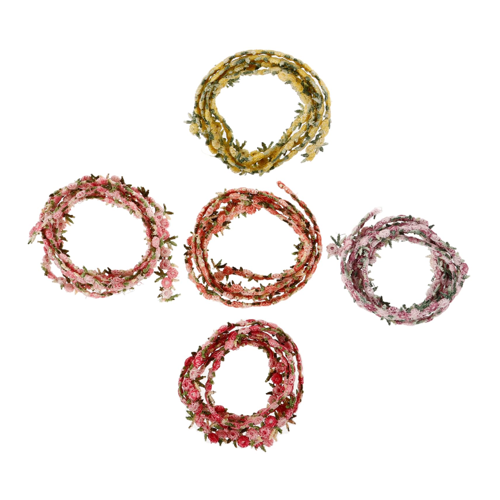 Gadpiparty Ribete De Flecos De Costura Ajuste De Costura Adorno De Encaje Para Coser Cortinas Encaje Floral Nupcial De Coser Recortar Hilo De Poliester 5 Rollos*4