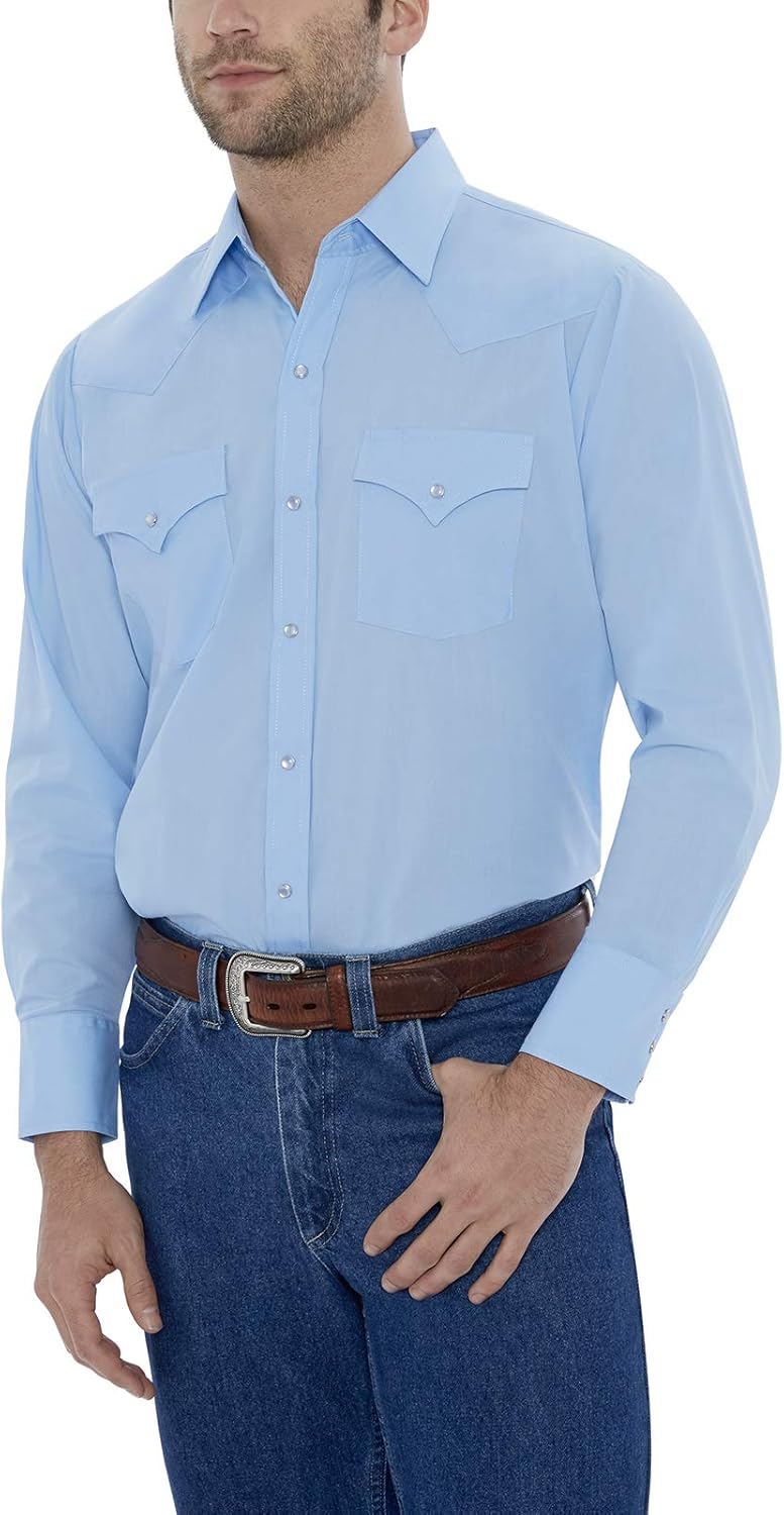 ELY Cattleman Mens Long Sleeve Solid Western Shirt - TallButton Down Shirt