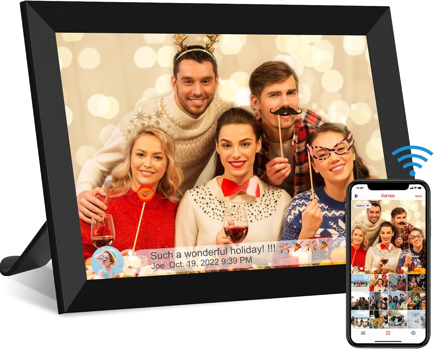 10.1 inch FRAMEO WiFi Digital Photo Frame,IPS Touch Screen Smart Cloud