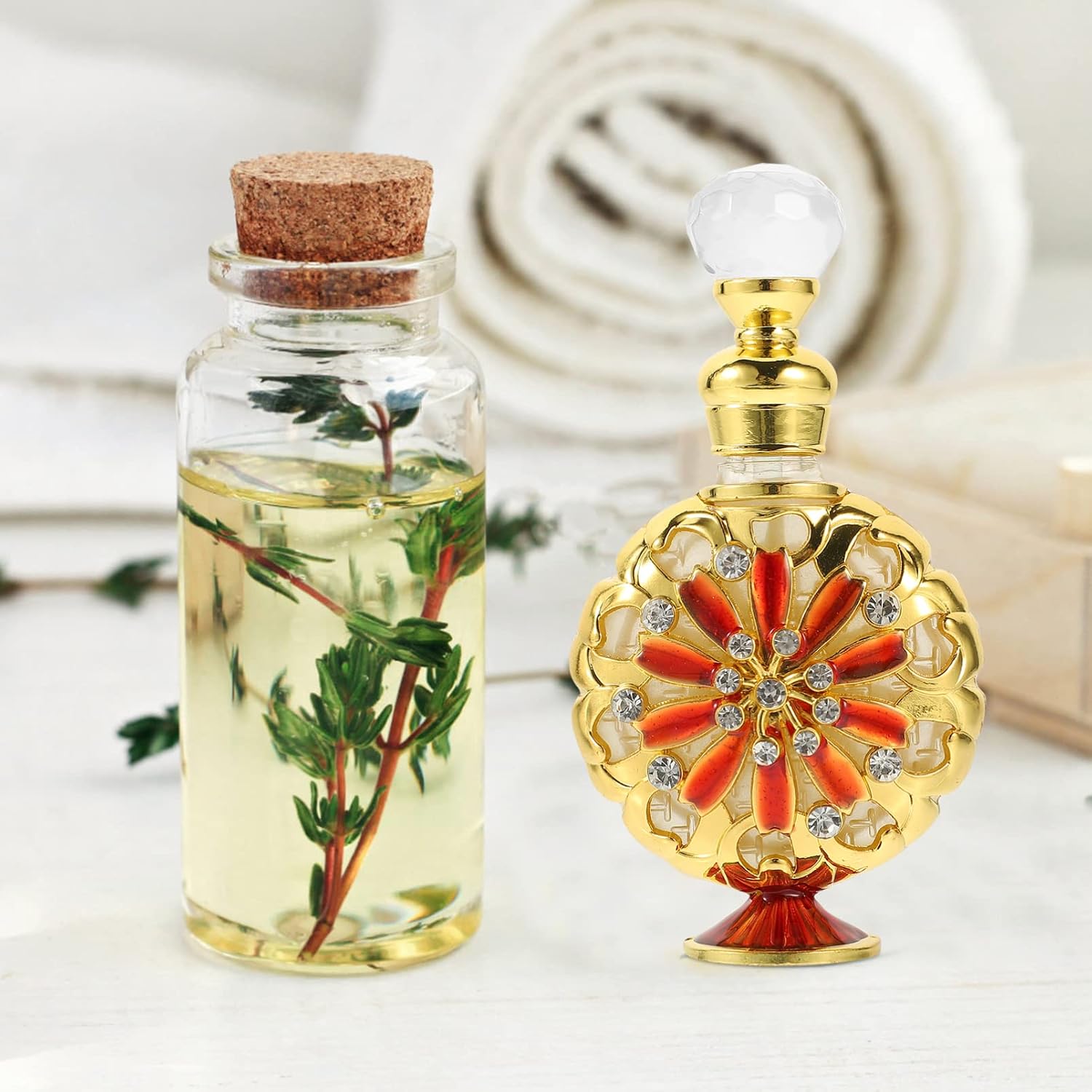 FRCOLOR Travel Perfume Bottle Refillable Glass Essential Oil Atomizer 3.93In Lightweight Portable Spray Container for Oils Fragrances Gift for Family Friends