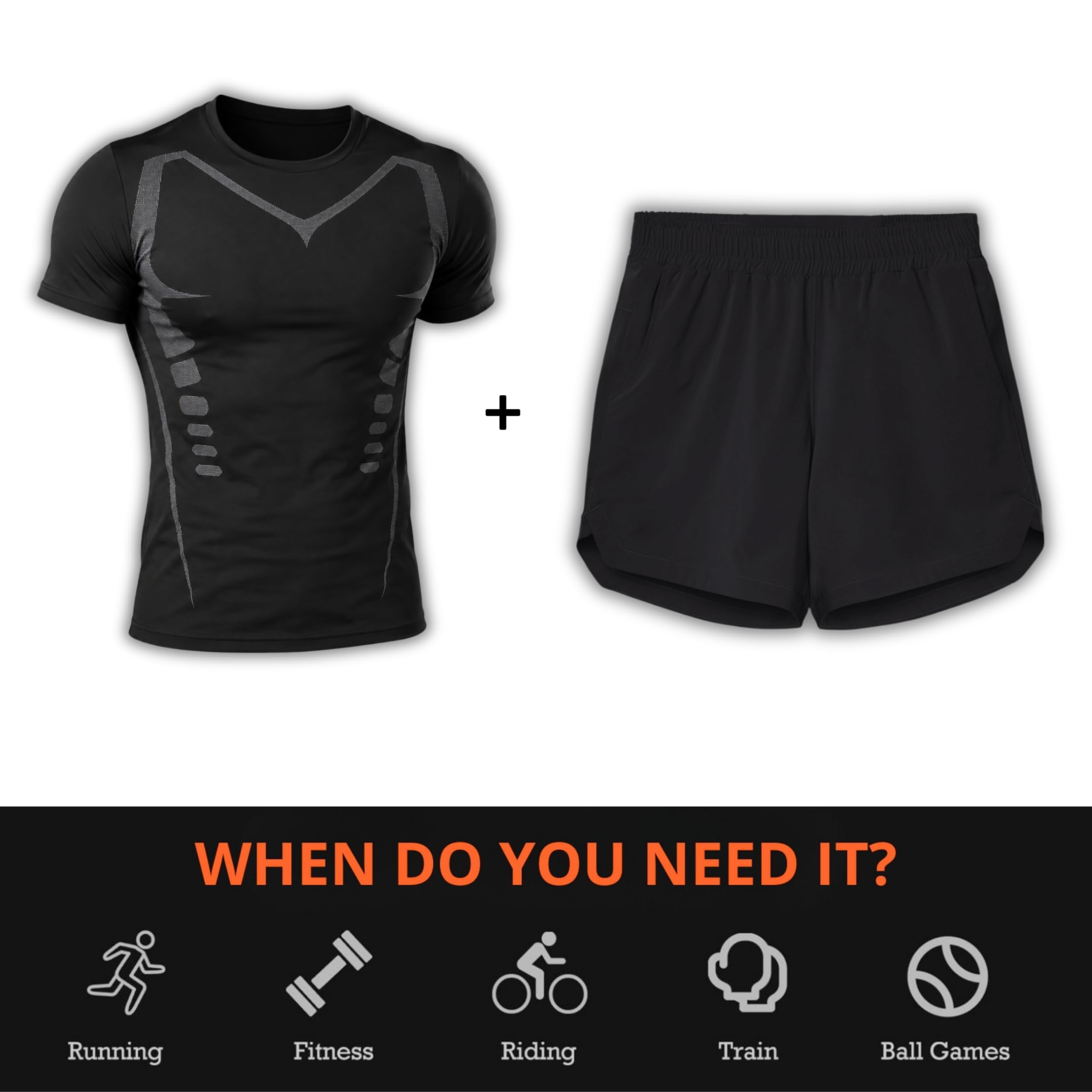 Conjunto Deportivo Hombre 2 piezas - Camisetas Deporte Hombre y Pantalones Cortos Hombre Deporte - Resistentes Transpirables y de Secado Rápido para Gym Crossfit Running y Padel