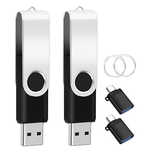 EASTBULL 2Pack of 2GB USB2.0 Flash Drives with 2 Type-C