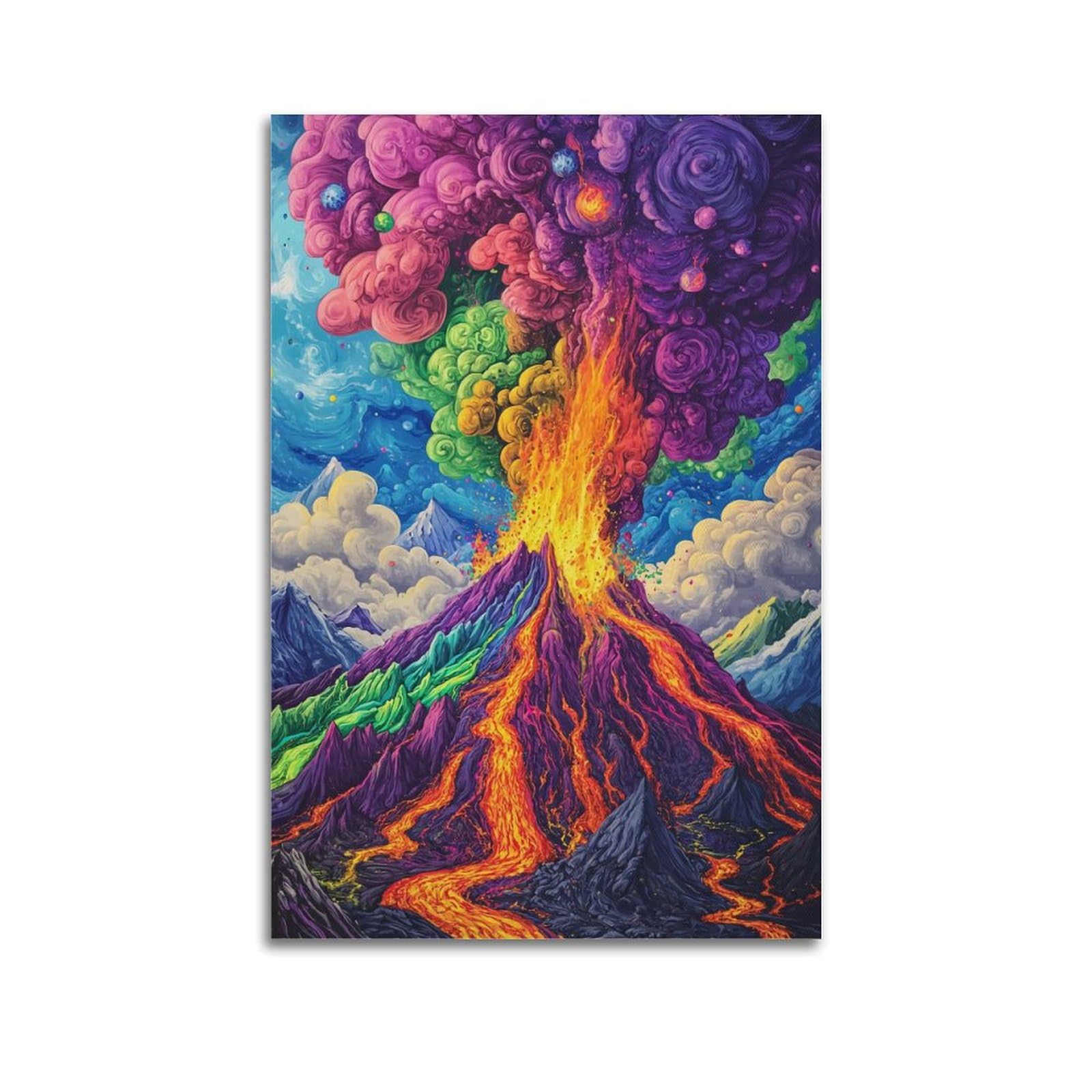 Jocrynsi Unframe-Style Large Volcano Erupting Hot Lava Scenery Poster Artwork Posters Aesthetic Canvas Wall Art Print Home Decor For Bedroom Living Room12x18inch(30X45cm)
