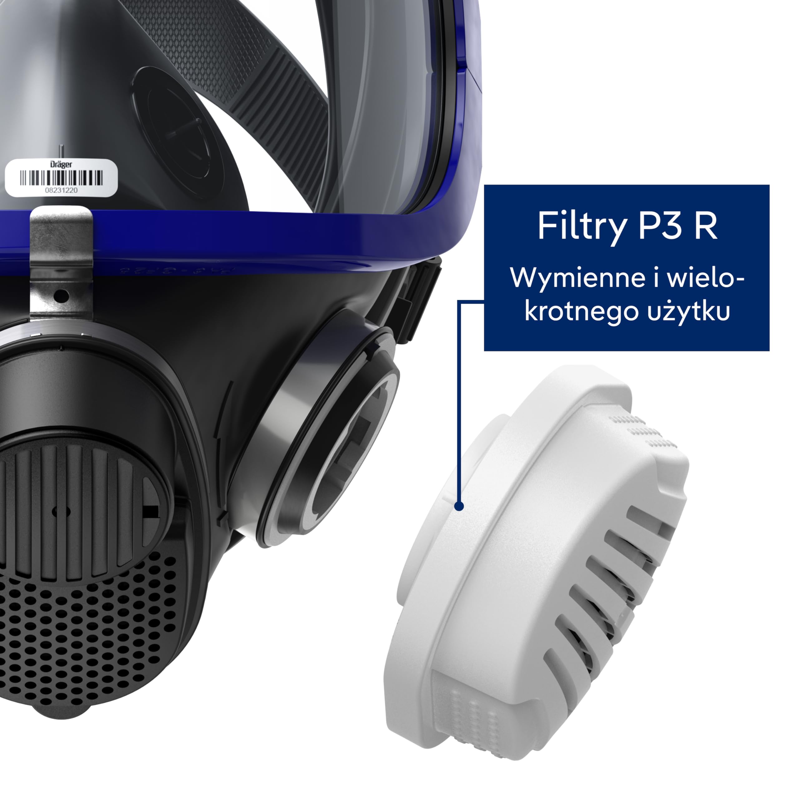 Dräger X-plore 5500 Maska ochronna do oddychania z wymiennymi filtrami P3 R | Odporna na kurz - drobne cząsteczki - proszek metaliczny