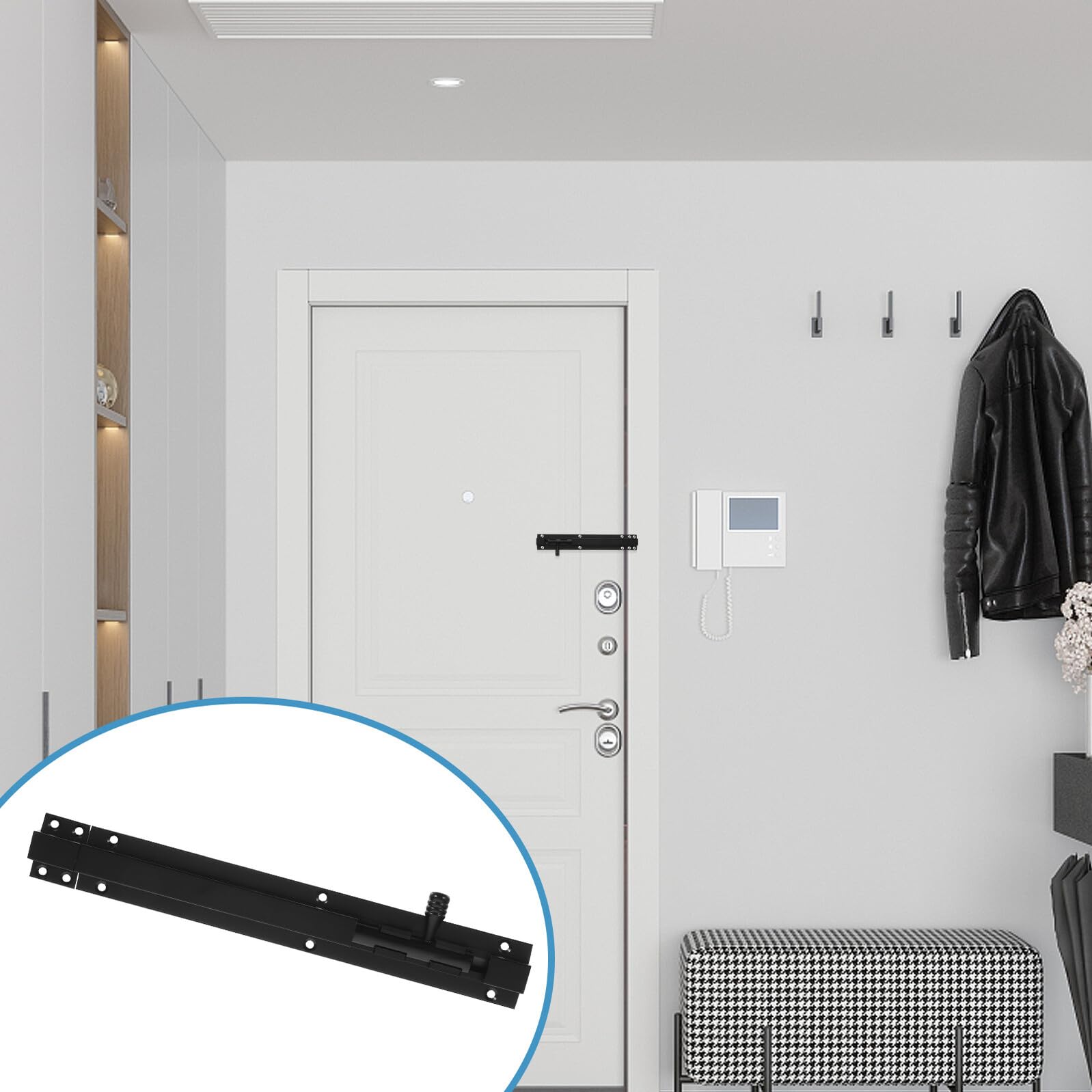 Pestillo Antirrobo de Negro de Aluminio Aleación Deslizante para Puerta