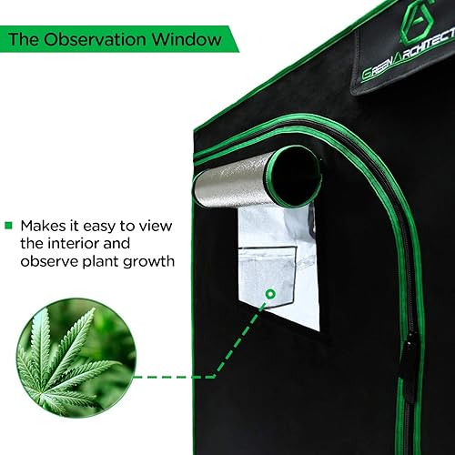 Miniatura 9 de GA - Tienda de cultivo hidropónico reflectante de Mylar de 35 x 35 x 70 pulgadas, con ventana de observación y bandeja de suelo impermeable para