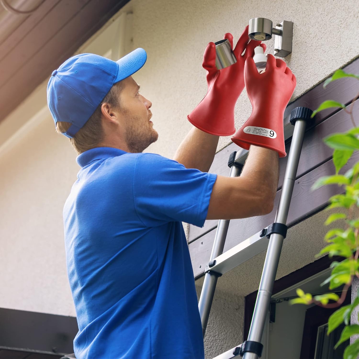 Natural Rubber Gloves - Class 00 Low Voltage Electrical Insulating Linesmen's Gloves with Double-Layer Design, Cotton Anti-Static Knitted Lining, Size 9, Red - Image 8