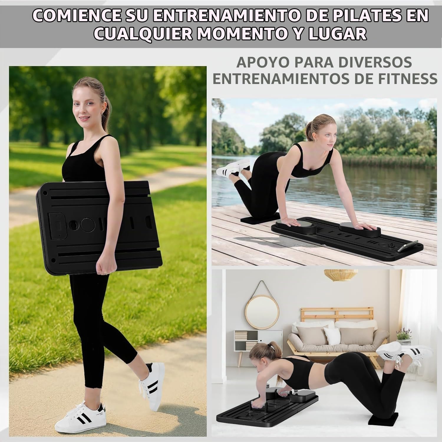 Tabla de pilates, reformador de pilates 2026 para el hogar, plegable, multifuncional, juego de pilates con bandas de resistencia/barra de pilates, rebote automático, entrenador de vientres