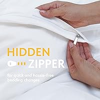 Vista 4 de White Classic Funda de edredón blanca tamaño King, funda de edredón de microfibra con cremallera, juego de 1 funda de edredón de plumón con 2 fundas