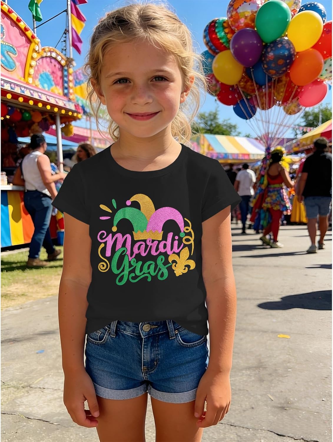 IZYJOY Toddler Boy Girl Mardi Gras Shirt Funny Mask Clown Hat Tshirt Fat Tuesday Outfit New Orleans Short Sleeve Top - Image 5