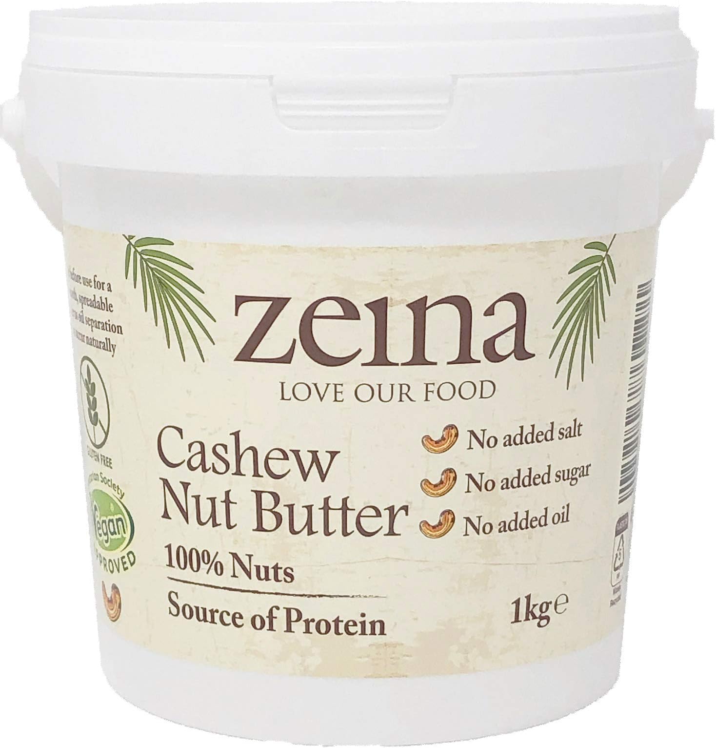 Zeina Cashew Butter (1Kg) - Roasted Smooth Cashew Nut Butter with Source of Protein, Vegan Approved and Gluten-Free for Healthy Snacks, Home Cooking and Baking