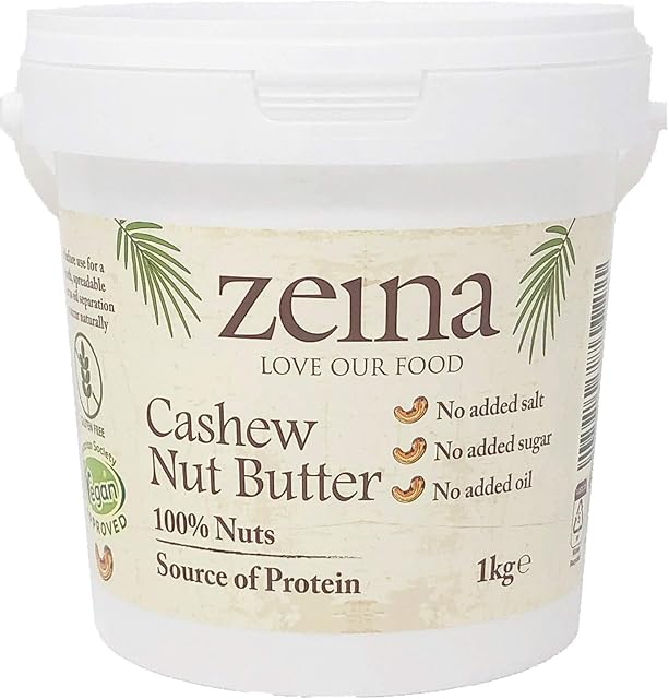 Zeina Cashew Butter 1Kg - Roasted Smooth Cashew Nut Butter with Source of Protein, Vegan Approved and Gluten-Free for Healthy Snacks, Home Cooking and Baking