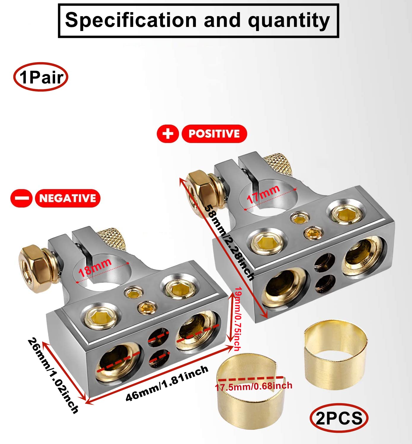 Coppia Connettori Terminali Batteria Con E Superiore On - Foto 8