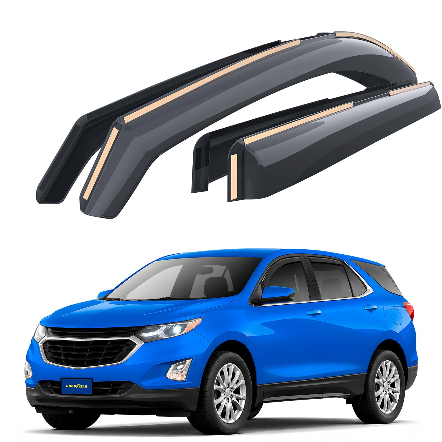 Goodyear Shatterproof Channel Window Deflectors Chevrolet (Chevy) Equinox 2018-2024, Rain Guards, Window Visors, Car Accessories,4 Pieces - GY003489