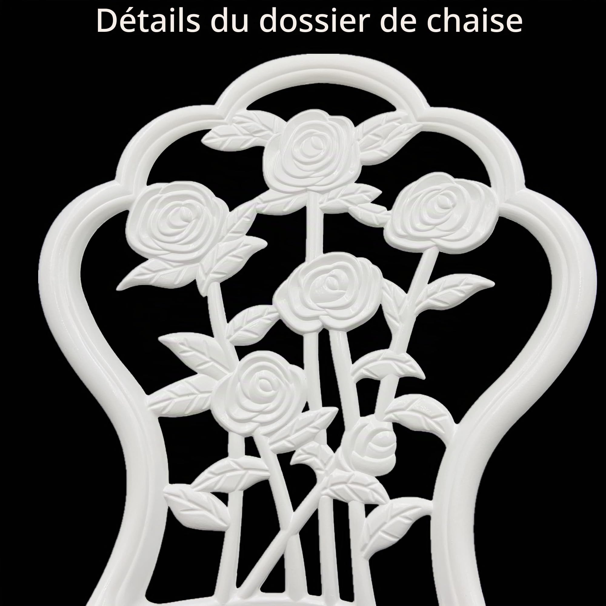 Ensemble de meubles d'extérieur avec motif rose, 1 table et 2 chaises pour jardin, patio, véranda (rose/blanc)