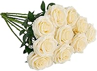 Vista 19 de Rosas Artificiales 10 unidades Ramo de Flores Abiertas Tallos de Rosas Artificiales para Arreglos de Boda, Ramo de Novia, Centro de Mesa, Flores