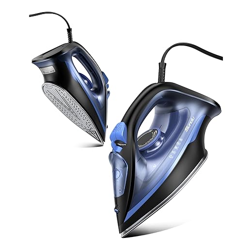 Efficient 1500W Steam Iron (Blue) for Clothes with 350ml Water Tank, Auto Shut-Off, Powerful Burst, Self-Clean Technology, Anti-Calc & Anti-Drip, Precision Stainless Steel Tip