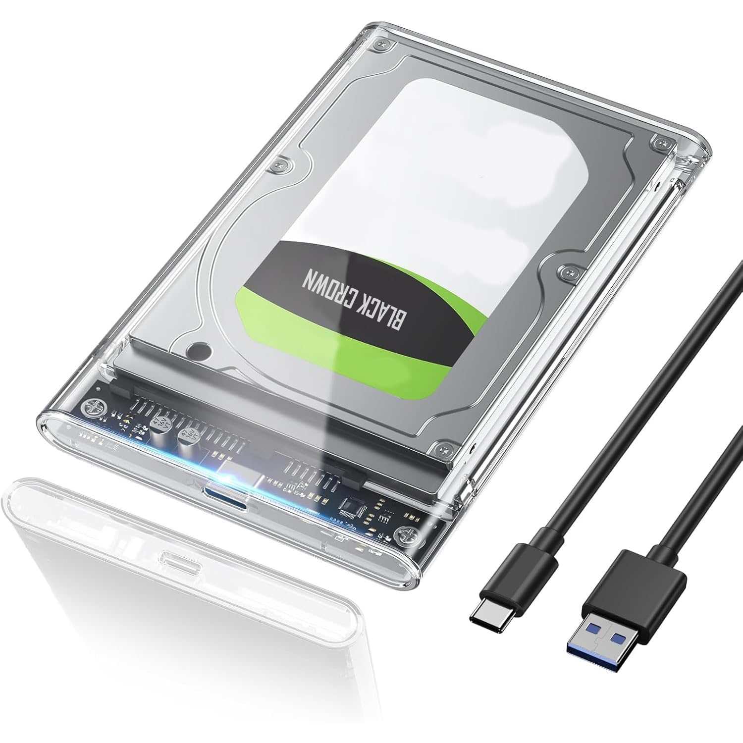 BLACK CROWN 2.5 Inch Hard Drive Enclosure,USB 3.0/3.1 SSD/HDD Enclosure with Slide Cover and 2.0 Type C,Compatible with 6TB External Hard Drive,Ideal for Laptop & Durable External Hard Drive Enclos.-image-17