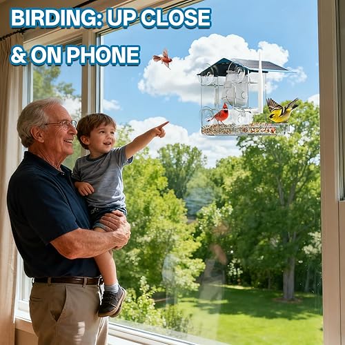 Miniatura 9 de Comedero inteligente para pájaros con cámara alimentado por energía solar, WiFi de 2.4 GHz/5 GHz, notificaciones instantáneas para exteriores, 2K HD