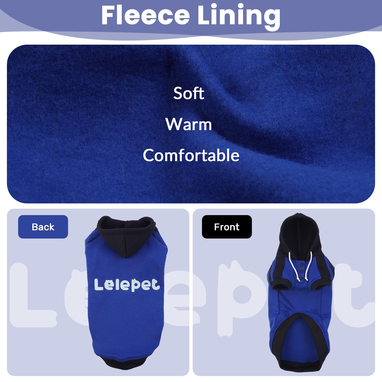Lelepet Chandail à Capuche pour Teckel - Manteau Chaud en Polaire de Coton, Pull Imprimé pour Chiot, Tenue d'Hiver Douce, Bleu