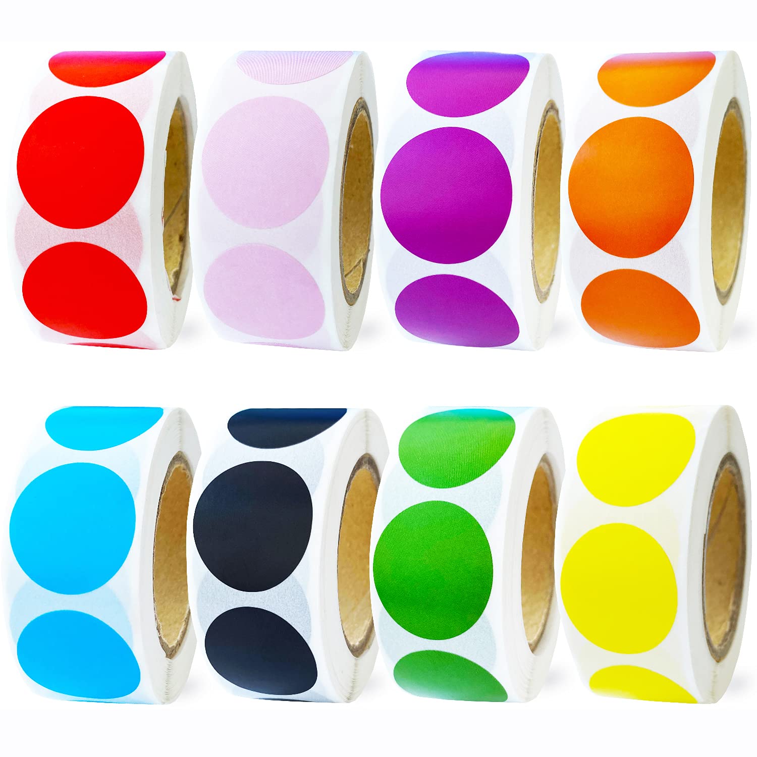 Photo 1 of Kenkio 4000 Pieces 1 Inch Round Removable Color-Code Dot Stickers Color Coding Circle Dot Sticker Labels,Multicolor Label Stickers Set with Permanent Markers, 500 per Roll, 8 Colors