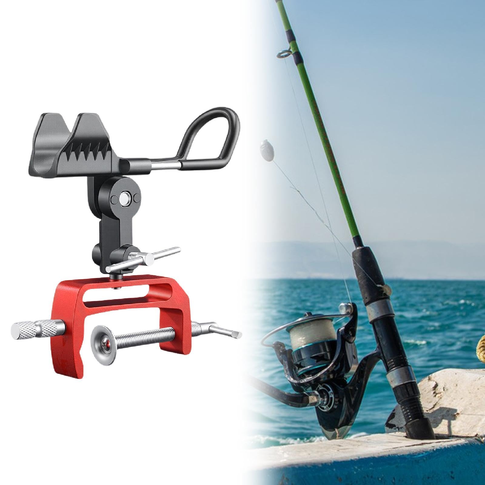 Sharplace Supporto per Canna da Pesca da Barca, Versatile, Antiscivolo, in Lega di Alluminio, per Kayak, Bordi di Banchine E Ringhiere.