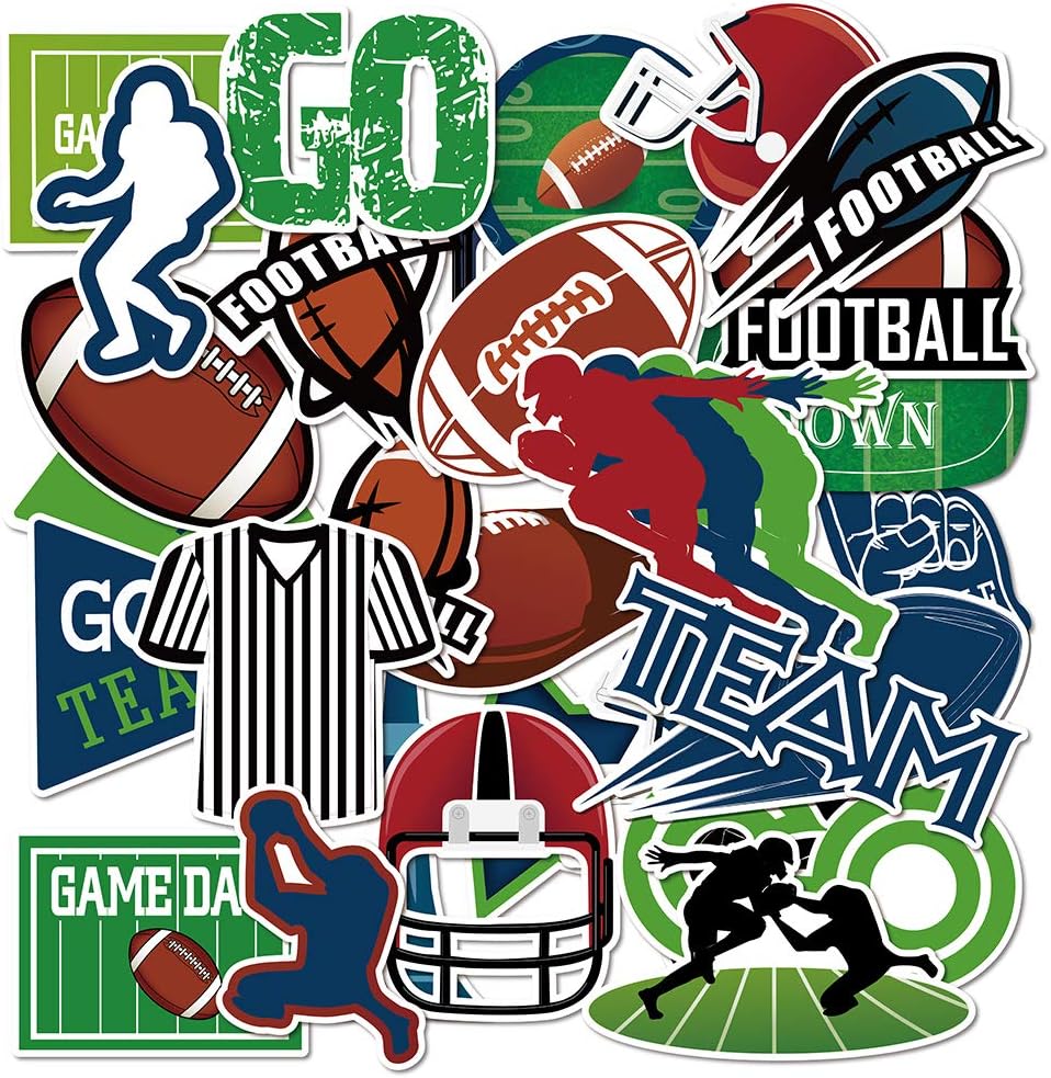 Football Stickers-30 PCS Waterproof Stickers for Kids,Teens,Boys, Perfect for Water Bottles, Laptop,Phone,Computer,Luggage