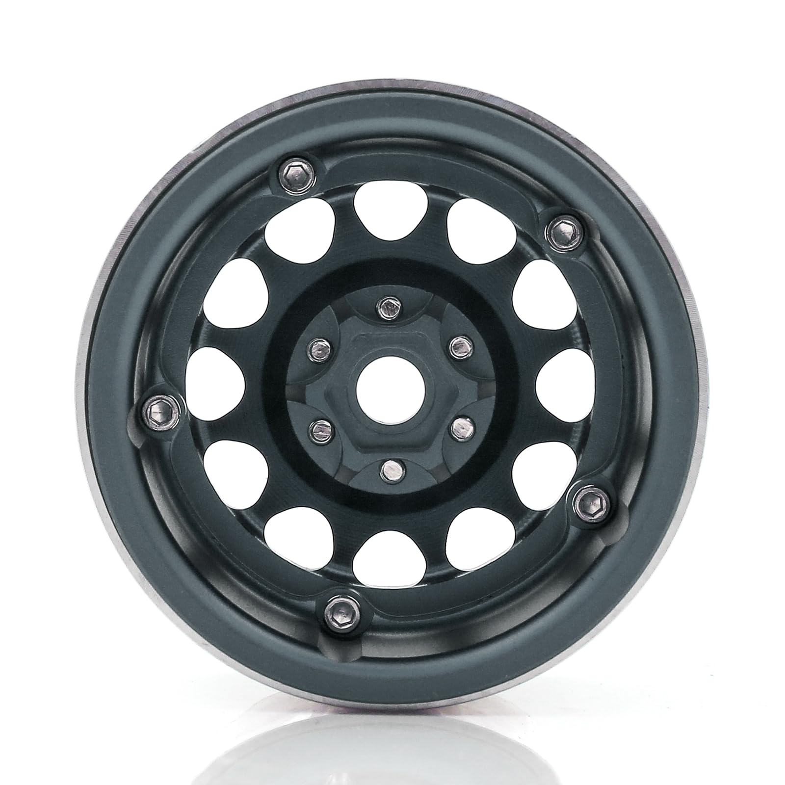 Hanzete Lot de 4 jantes en alliage d'aluminium Beadlock en titane pour voiture télécommandée Trax4 Trax6 Axial Scx10 Rr10 Wraith Yeti 1/8 1/10