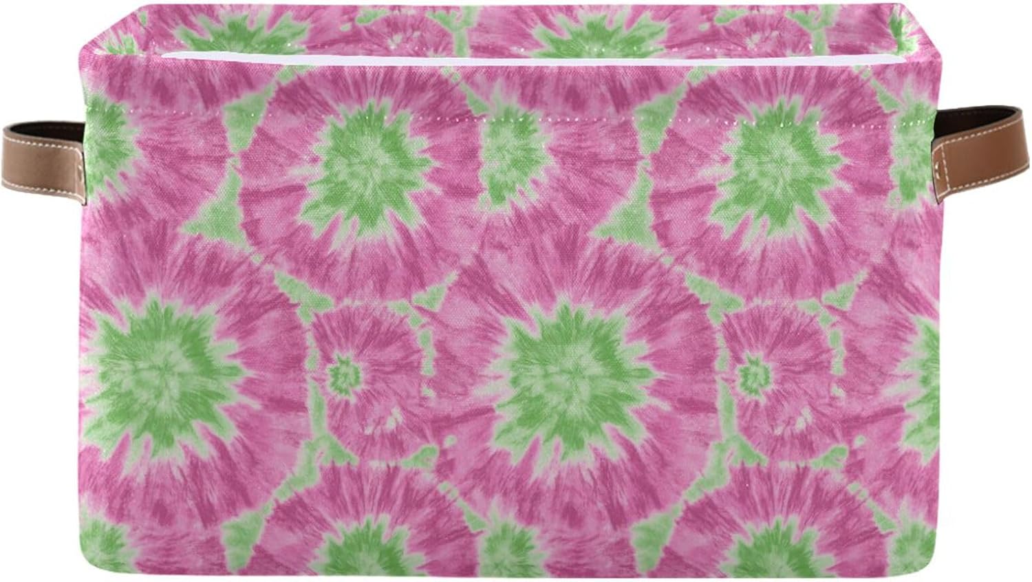 storage baskets Pink and Green Tie-dye collapsable and waterproof baskets for storage containers with sturdy handle rack crate 2 Piecing for closet makerspace